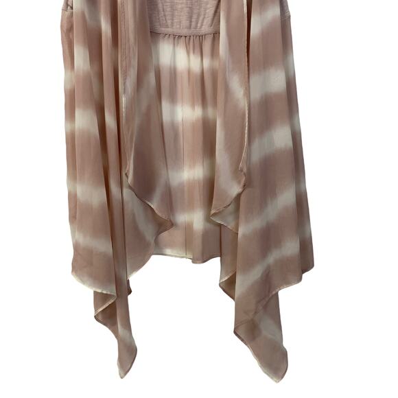 LOGO Lori Goldstein L Waterfall Chiffon Sleeveless Cardigan Mixed Fabric Top - Picture 6 of 7